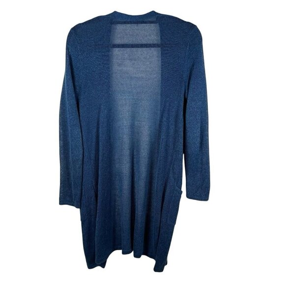 J. Jill Great‎ Seaside Blue Open Long Linen Blend Pocket Cardigan Womens Size XS - Picture 2 of 8
